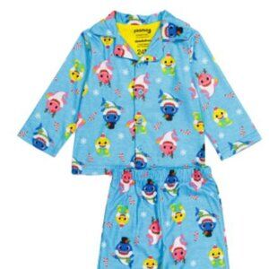 NWT Pinkfong Baby Shark Toddler Boys Blue Flannel Baby Shark Pajamas Sleep